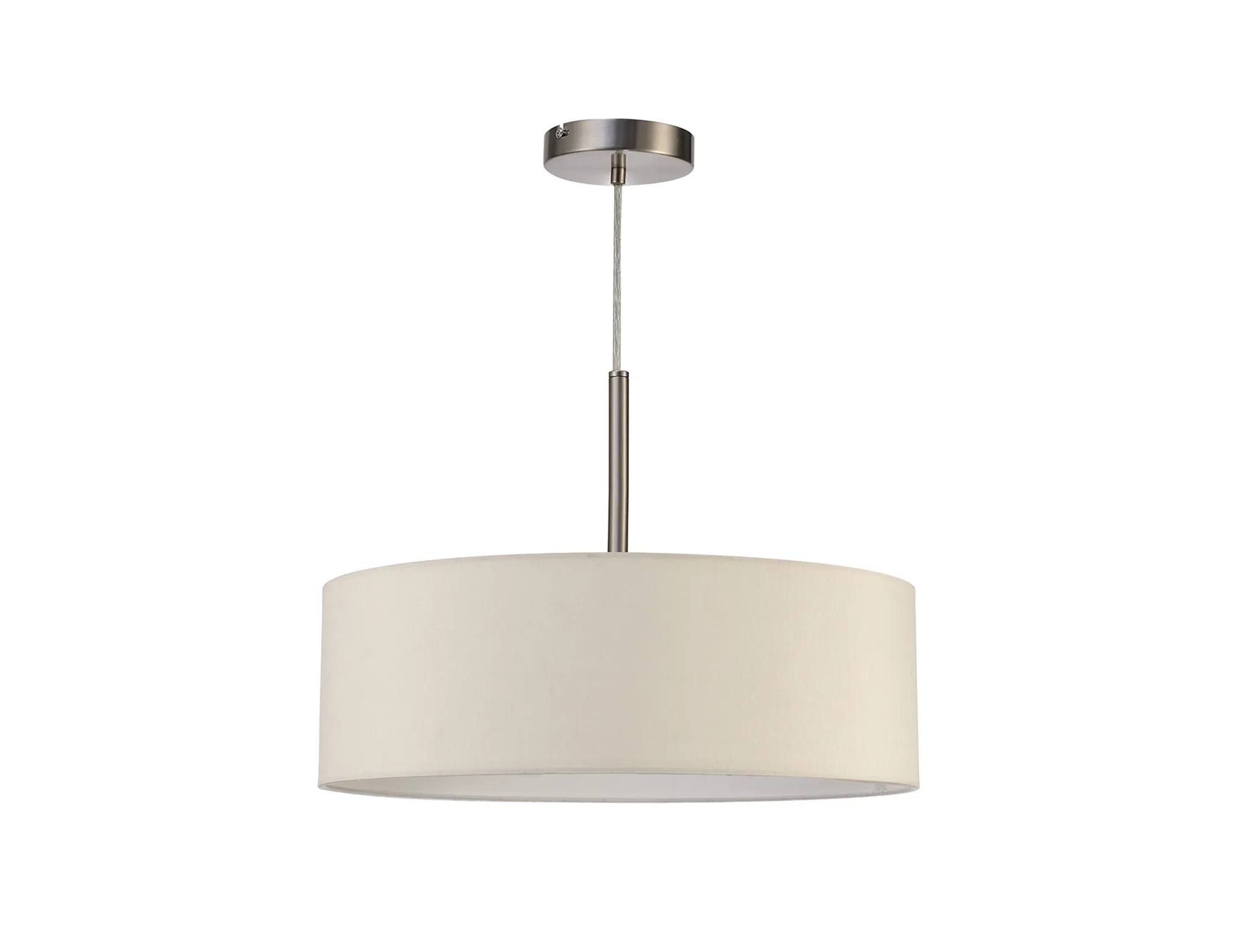 Baymont 45cm 3 Light Pendant Satin Nickel, Ivory Pearl/White DK0716  Deco Baymont SN IV